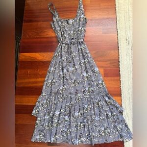 PAIGE Lavender Gray Floral Tiered Maxi Dress